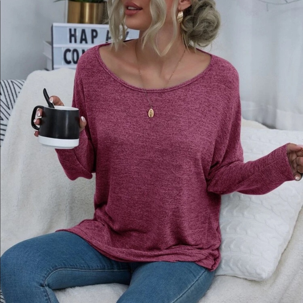 Twist back drop shoulder top- H.GRAY - Picture 12 of 16